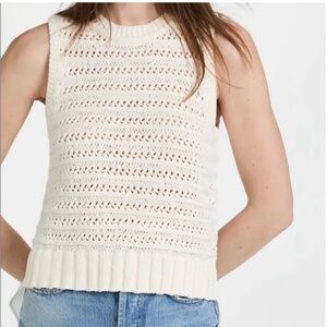 Veronica Beard Sade Crochet Top- Off-White/Cream. Size Medium